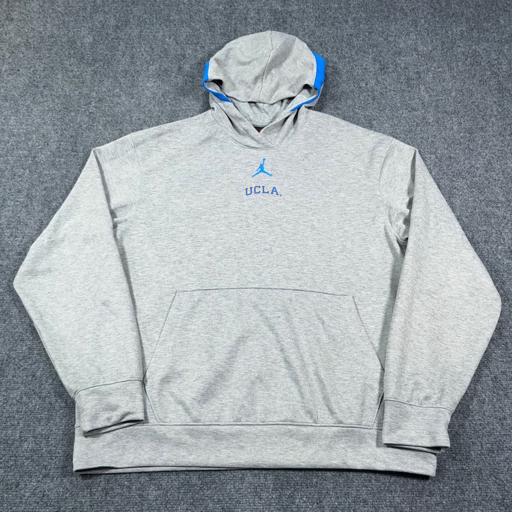 Jordan UCLA Bruins Pullover Hoodie Mens L NCAA Basketball Grey Blue Performance